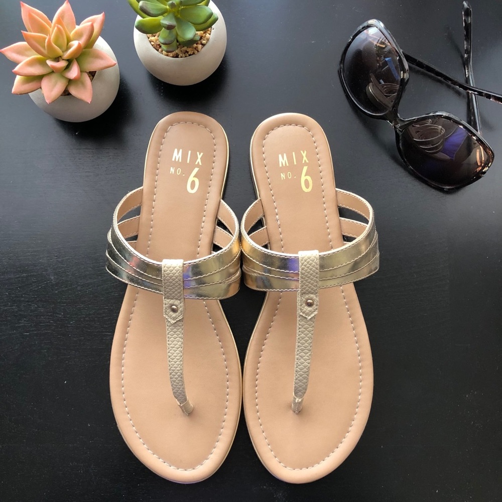 Mix No. 6 Pale Gold Strap Sandals